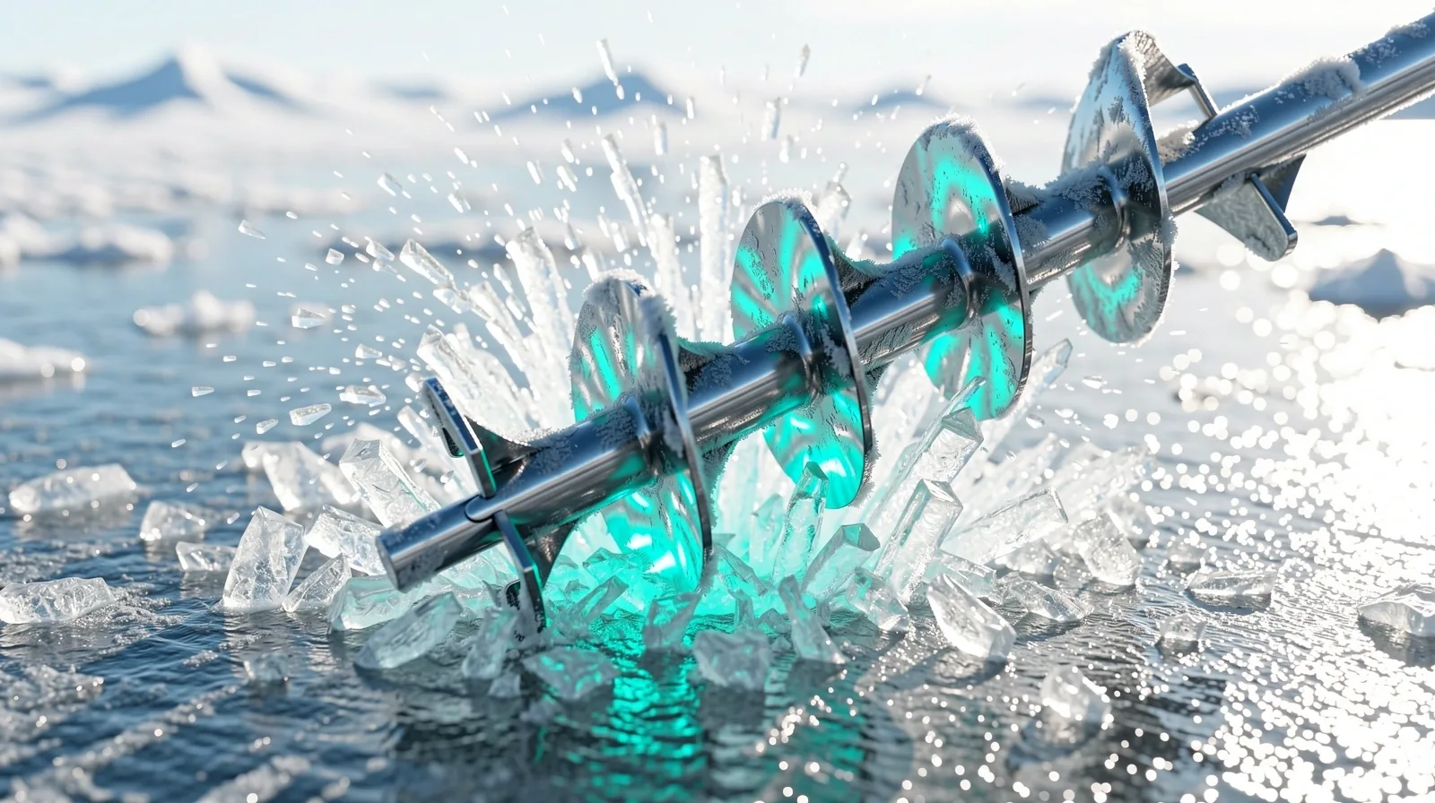 Crystalline arctic fishing equipment